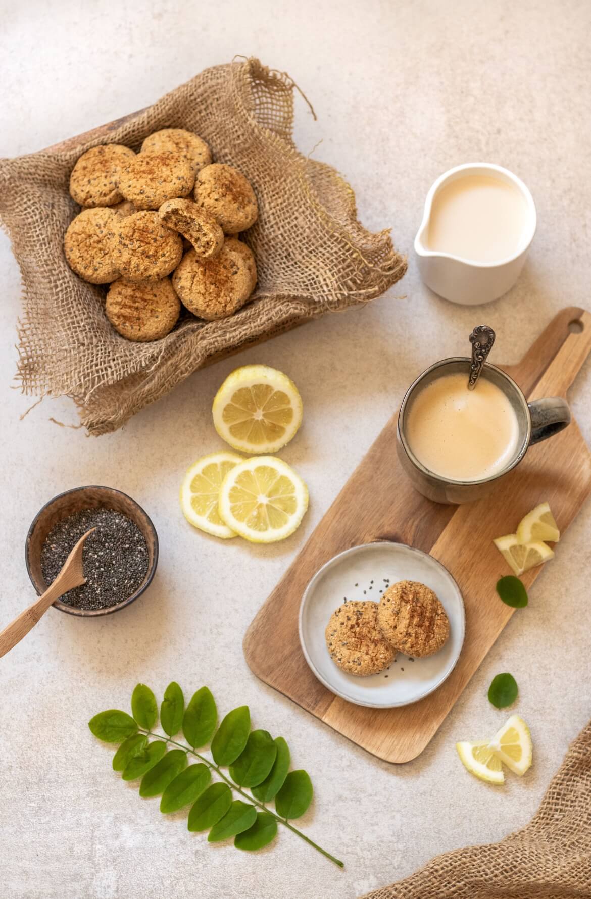 Bolachas de limão e chia