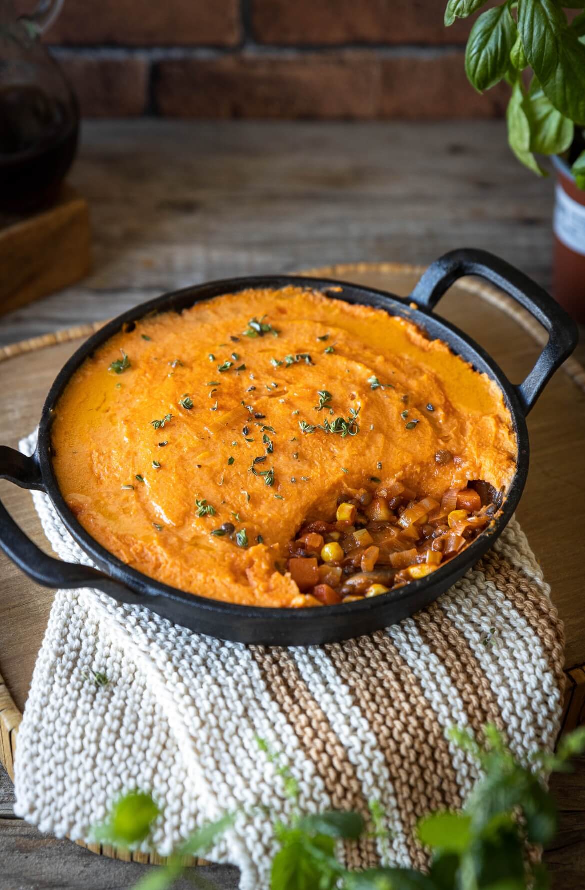 Empadão de lentilhas e batata doce